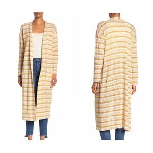 Lou & Grey Golden Yellow Striped Cardigan Duster Size XS